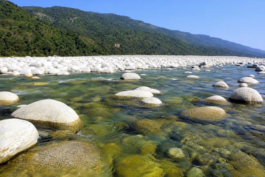 Shadapathor white stones and Dhalai river at Volaganj near Sylhet
